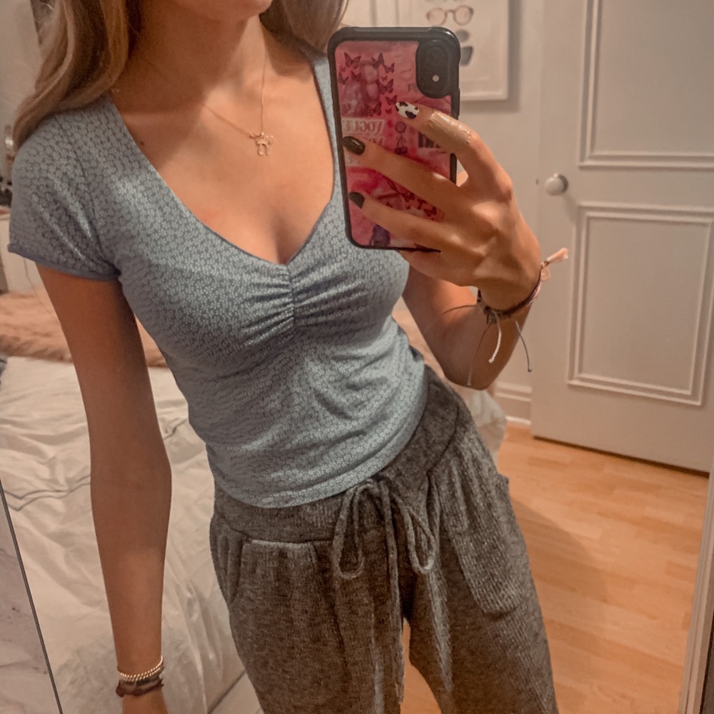Brandy Melville Blue Floral Top